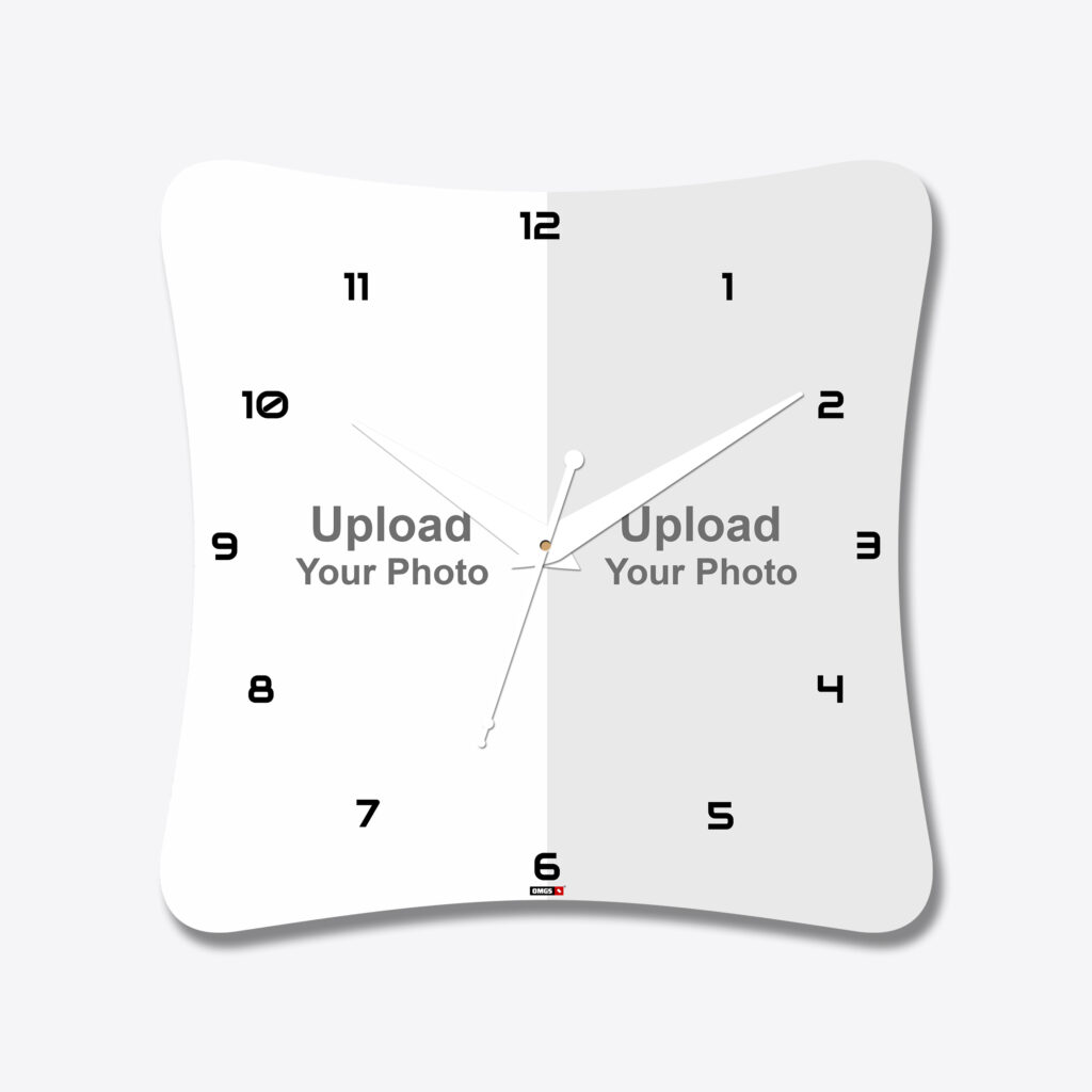 2 Photo Curved Shape Acrylic Wall Clock