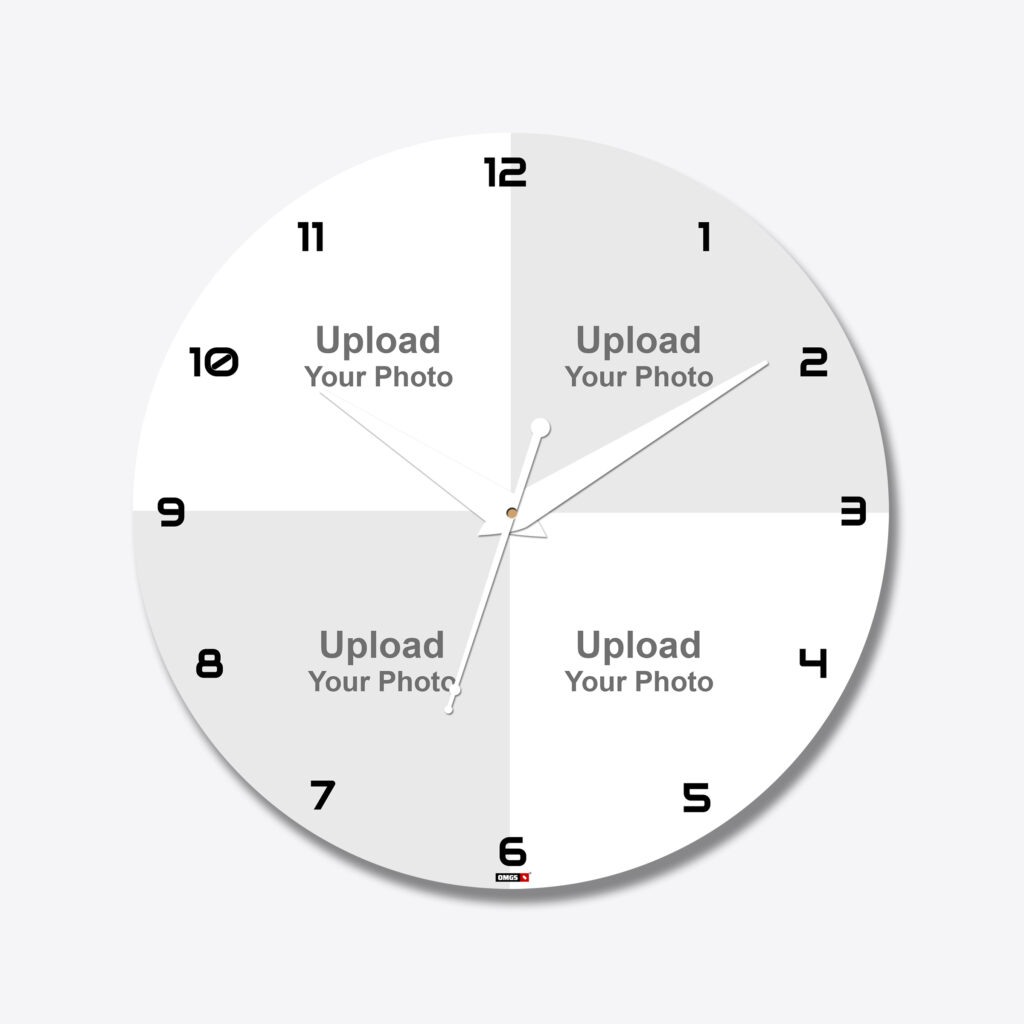 4 Photos Circle Acrylic Photo Wall Clock