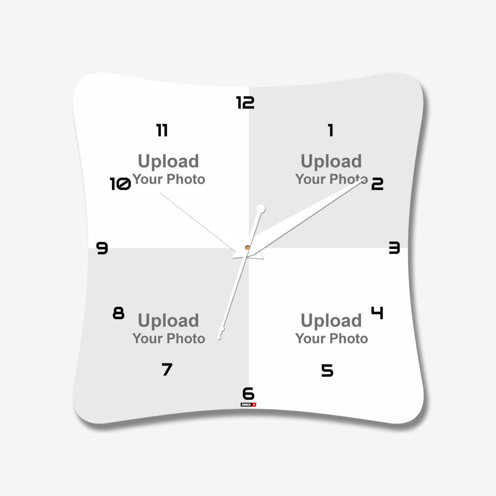 4 Photos Curved Shape Acrylic Wall Clock