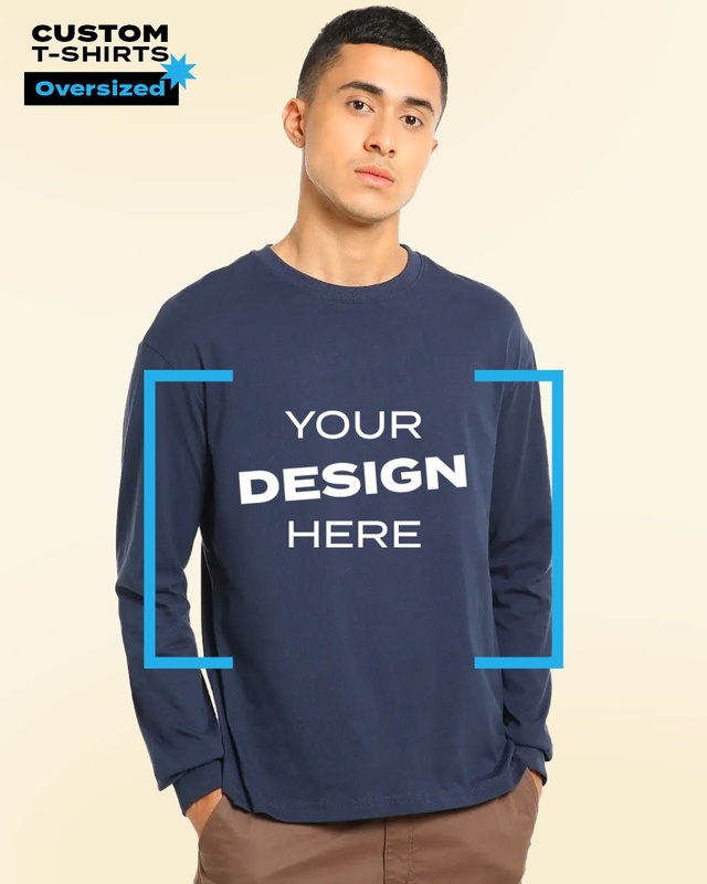 Men's Blue Customizable Oversized T-shirt