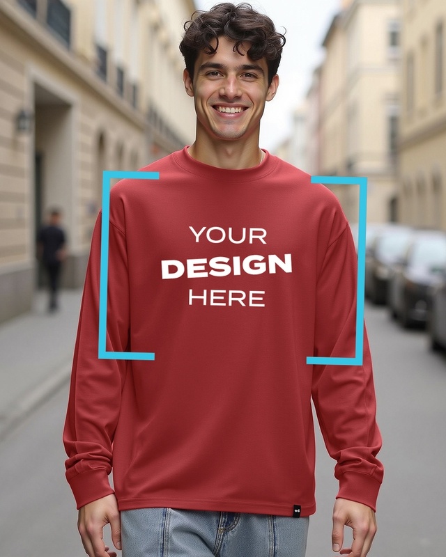 Men's Red Customizable Oversized T-shirt