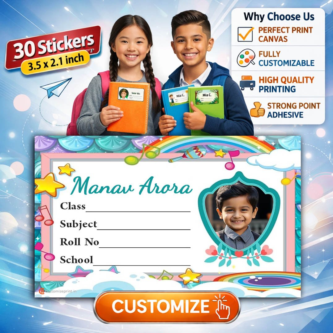 Personalized 30 pcs School Notebook Name Stickers D-20