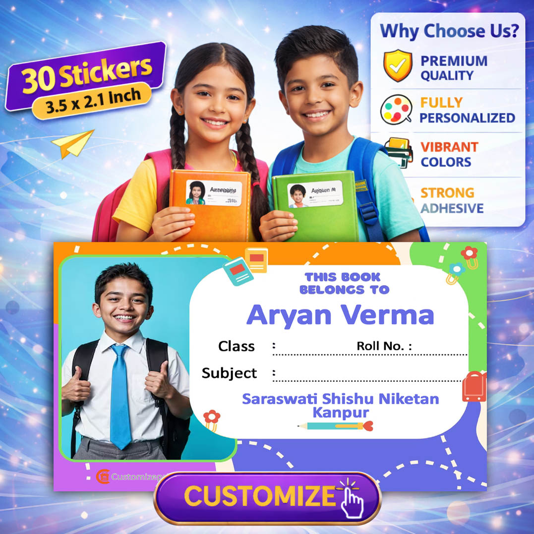 Personalized 30 pcs School Notebook Name Stickers D-25