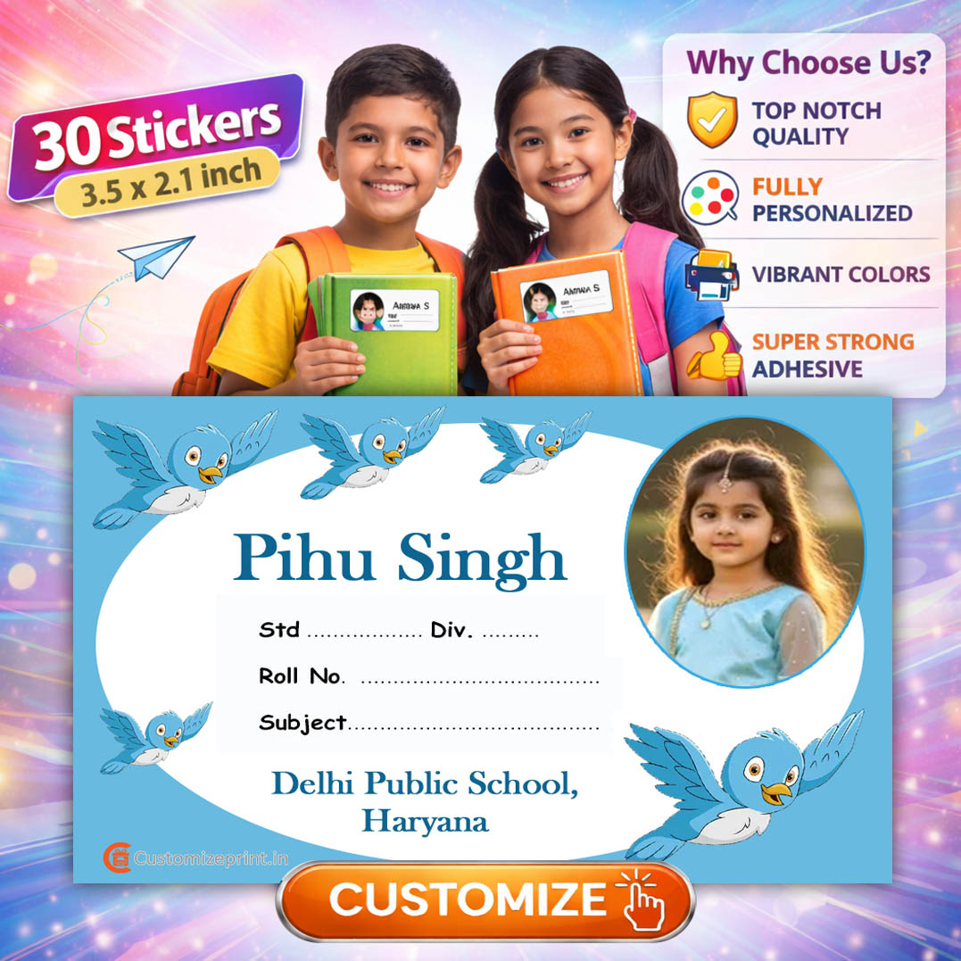 Personalized 30 pcs School Notebook Name Stickers D-26